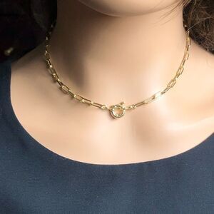 COPY - 14k Gold Rectangle Link Toggle Choker Neck…